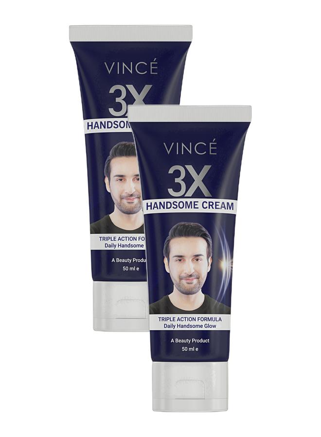 VINCE 3X Handsome Cream for Men - Deal 2 – Daily Face Brightening Cream with Vitamin B3, Reduces Blemishes & Dullness, Boosts Glow, Non-Greasy, Matte & Oil-Free Finish, 50ml - Image 1